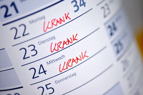 Kalender mit Krankentagen